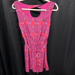 GAP Magenta and Red Patterned Sleeveless Dress